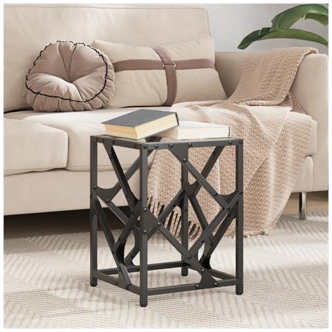 Lusso Casadino -  Tavolino Salotto Con Piano Vetro Trasparente 30x30x41cm Acciaio - Foto 8
