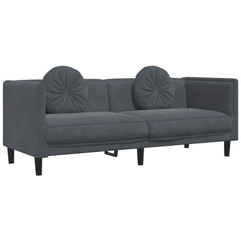 Lusso Casadino -  Poltrona Con Cuscini A 3 Posti Grigio Scuro In Velluto - Foto 1