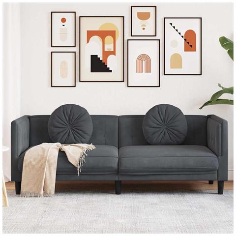 Lusso Casadino -  Poltrona Con Cuscini A 3 Posti Grigio Scuro In Velluto - Foto 8