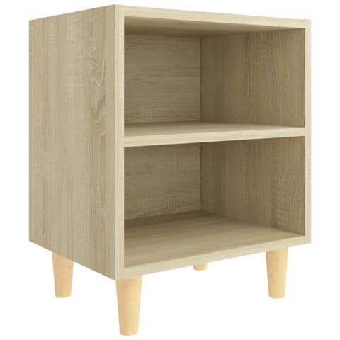 Comodino Con Gambe In Legno Massello Rovere Sonoma 40x30x50cm - Foto 1