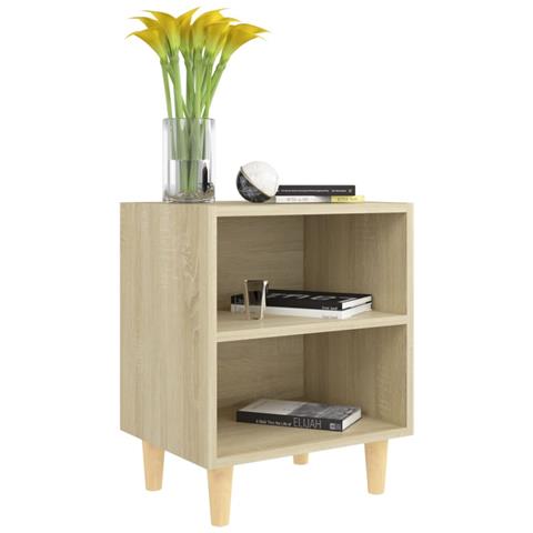 Comodino Con Gambe In Legno Massello Rovere Sonoma 40x30x50cm - Foto 2