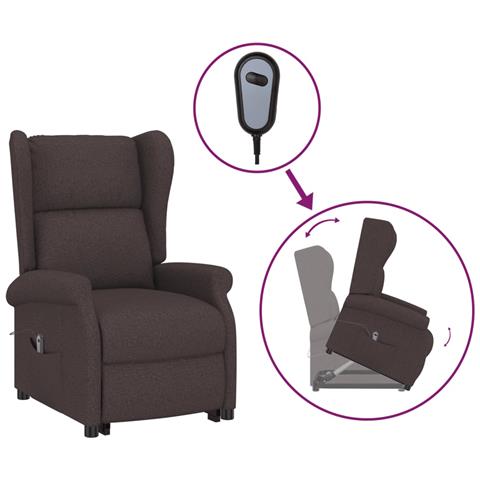 Poltrona Alzapersona Marrone Scuro In Tessuto - Foto 1