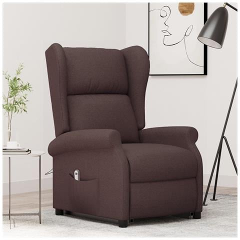 Poltrona Alzapersona Marrone Scuro In Tessuto - Foto 8