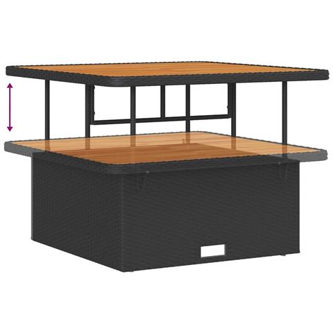 Set Divano da Giardino 8 Pezzi con Cuscini Rattan Polietilene Nero Acacia, Divano da Giardino 2 Posti con Cuscini Rattan Polietilene Nero, Set da Pranzo da Giardino 3 Pezzi con Cuscini Rattan Polietilene Nero Acacia - Foto 9