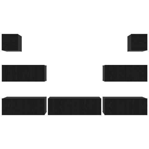 Set di Mobili TV da 7 pezzi da Parete in Rovere Nero in Legno Ingegnerizzato - Foto 9