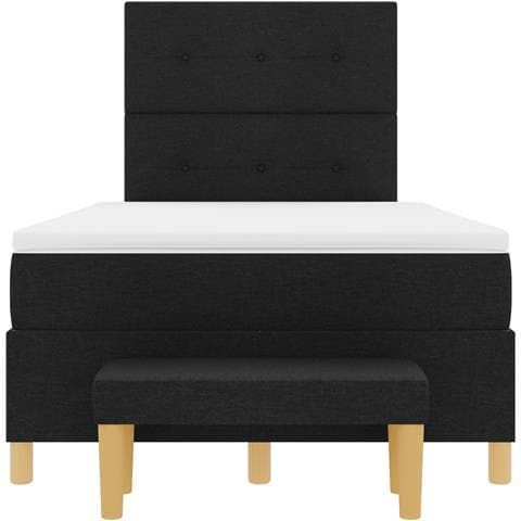 Letto a molle con materasso e panca nera 120x200 cm in tessuto - Foto 9