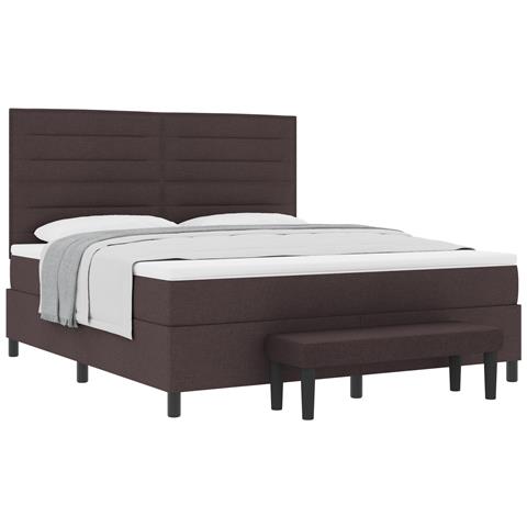 Letto a Rete con Materasso e Panchina Marrone Scuro 180x200 cm Tessuto - Foto 1
