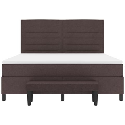 Letto a Rete con Materasso e Panchina Marrone Scuro 180x200 cm Tessuto - Foto 9