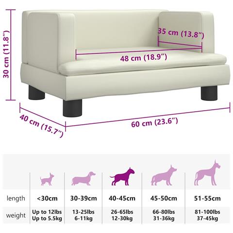 Lettino per Cani Crema 60x40x30 cm in Similpelle - Foto 7