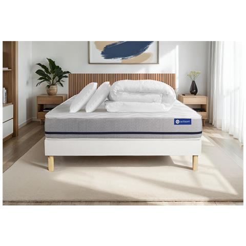 Pacchetto Letto Completo - Materasso 140x190cm + Box Spring Con Doghe (in Kit) + 2 Cuscini + Piumino - Actiflex Soft - Foto 1