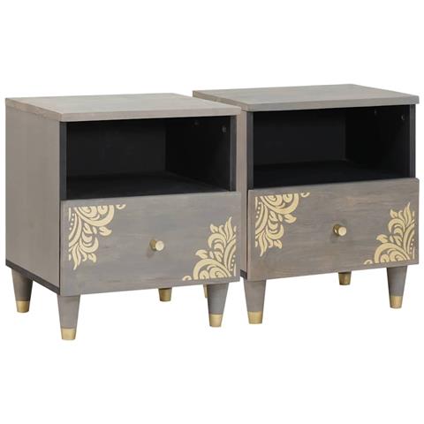 Armadio da Notte con cassetto 2 pcs Grigio 40 x 33 x 46 cm - Foto 1