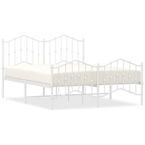Giroletto con Testiera e Pediera Metallo Bianco 135x190 cm - Foto 1