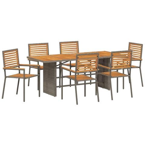 Set da Pranzo per Giardino 7 pcs Grigio 190 x 80 x 75 cm - Foto 1