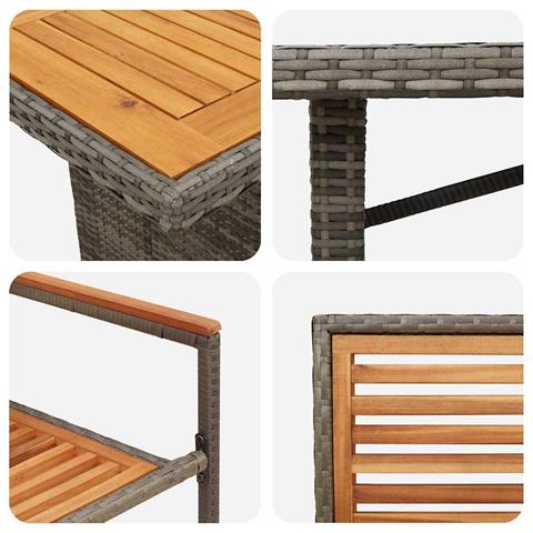 Set da Pranzo per Giardino 7 pcs Grigio 190 x 80 x 75 cm - Foto 9