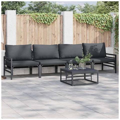 Set Divano da Giardino 4 pcs Antracite Acciaio - Foto 2