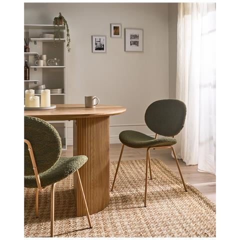 Set Di 2 Sedie Da Pranzo Luana Bouclé Verde Scuro - Foto 1