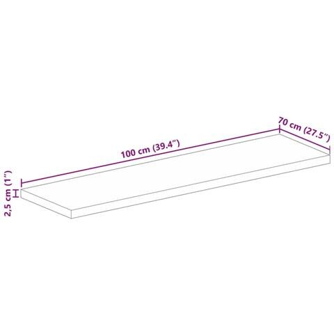 Piano per Tavolo 100x70x2,5cm Rettangolare Legno Massello Mango - Foto 9