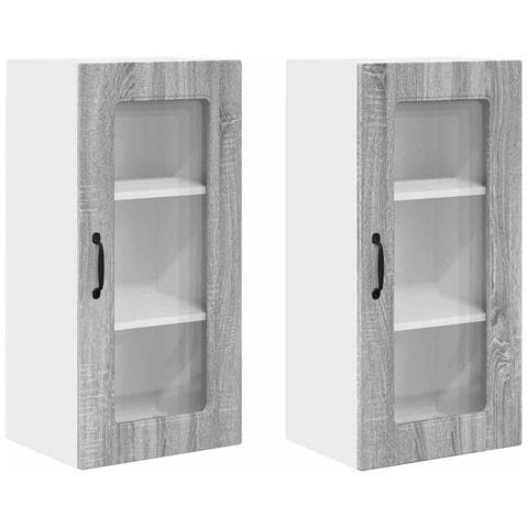 Pensile cucina con porta 2 pcs Grigio Sonoma 40 x 31 x 80 cm - Foto 1