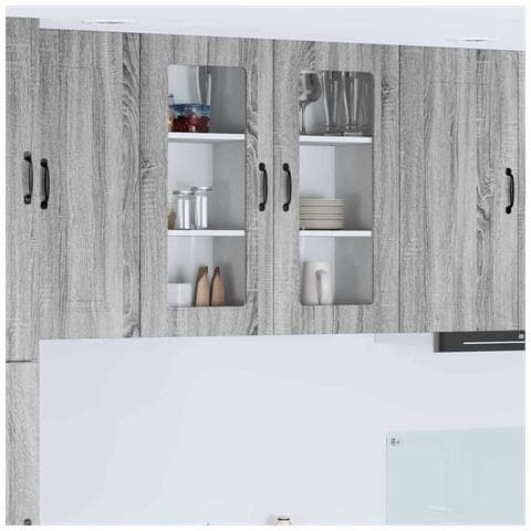 Pensile cucina con porta 2 pcs Grigio Sonoma 40 x 31 x 80 cm - Foto 2