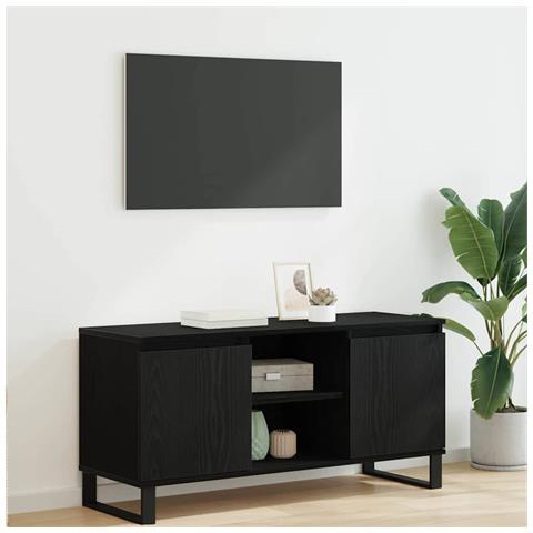 Mobile TV Rovere Nero 104 x 35 x 50 cm Legno multistrato - Foto 2