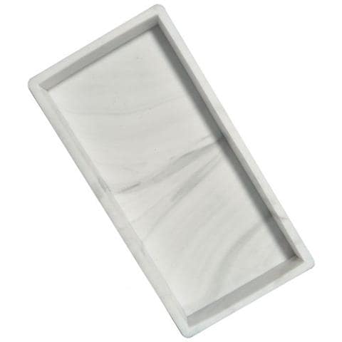 Vassoio Organizer Quadrato Grande In Silicone Per Bagno - Motivo Marmo, 30x12.5x2cm White - Foto 1