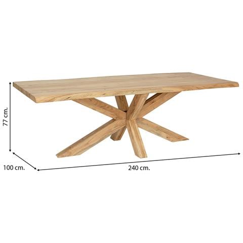 Tavolo Da Pranzo In Legno Di Acacia Con Bordo Vivo 240x100x77 - Foto 4