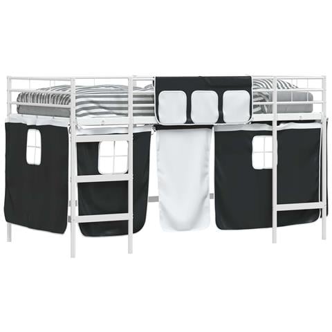 Struttura del Letto Loft per Bambini con Tendine Bianco e Nero - Foto 1