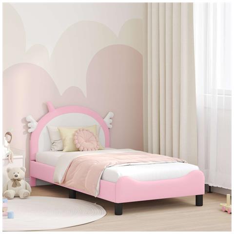 Struttura letto bambini con testata Rosa 80 x 160 cm PU - Foto 2