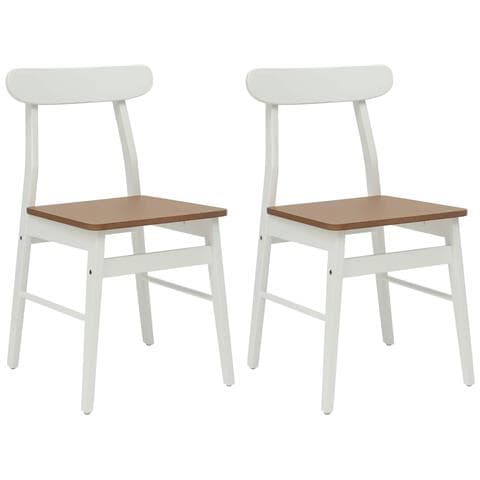 Sedia da pranzo 2 pcs Bianco e Naturale 43 x 44,5 x 77 cm - Foto 1
