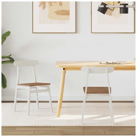 Sedia da pranzo 2 pcs Bianco e Naturale 43 x 44,5 x 77 cm - Foto 2