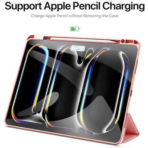 Cover per iPad Pro 13 (2024) - Pelle /PU, Rosa, Auto Wake /Sleep - Foto 4