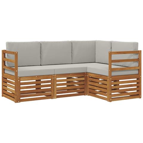 Set divani con cuscino 4 pcs Grigio Naturale e Chiaro - Foto 1