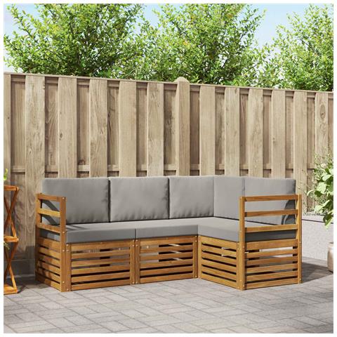 Set divani con cuscino 4 pcs Grigio Naturale e Chiaro - Foto 2