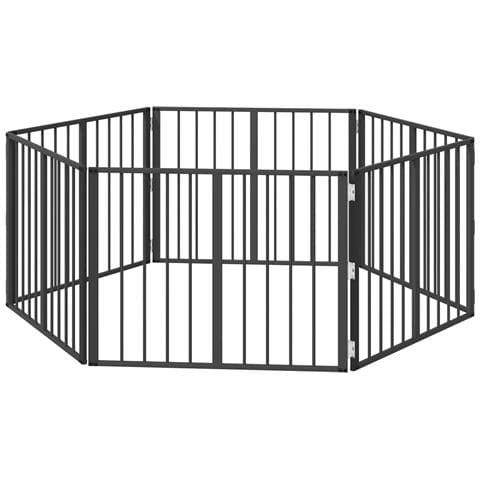 Cancello per cani 6 pcs Nero 80 x 60 cm Acciaio zincato - Foto 1