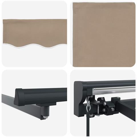 Cornice per Tenda Manuale con LED Beige e Antracite 3 x 2,5 m - Foto 9