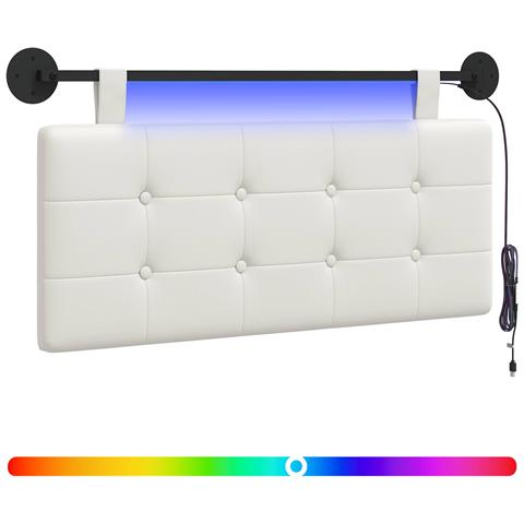 Testiera sospesa Con luce LED Bianco Similpelle - Foto 1