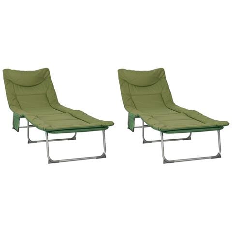 Lettino prendisole pieghevole con cuscino 2 pcs Verde Scuro - Foto 1