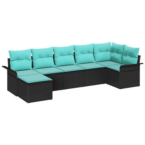 Set Divano da Giardino con archiviazione 7 pcs Nero polyrattan - Foto 1