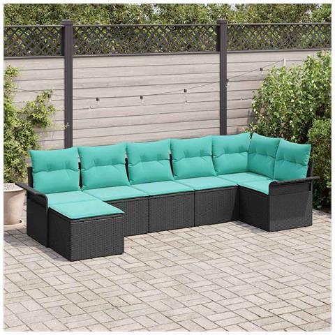 Set Divano da Giardino con archiviazione 7 pcs Nero polyrattan - Foto 2