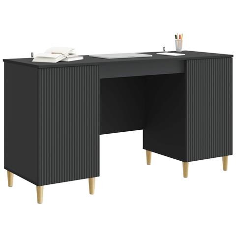 Scrivania Nero 142,5 x 50 x 75 cm Legno ingegnerizzato - Foto 2