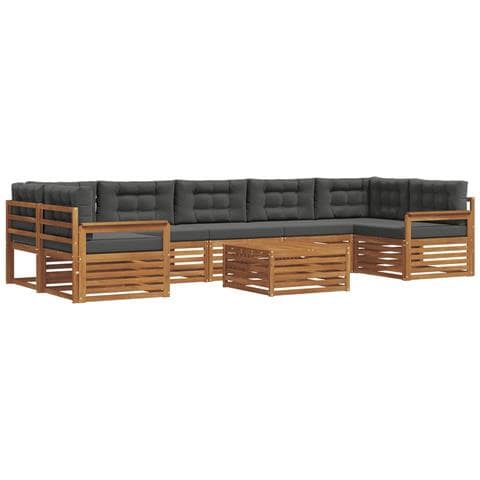 Set di divani da esterno con cuscino 8 pcs Naturale e Antracite - Foto 1