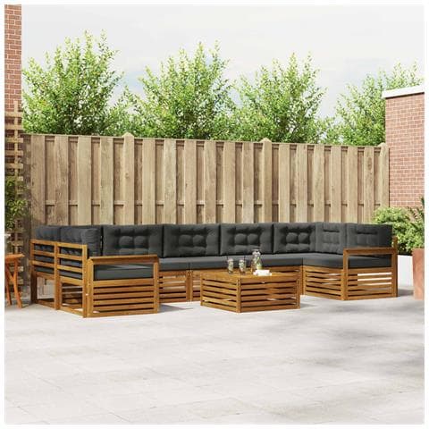 Set di divani da esterno con cuscino 8 pcs Naturale e Antracite - Foto 2