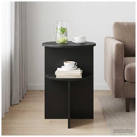 Tavolo laterale Rovere Nero Ø 39,5 x 55 cm Legno ingegnerizzato - Foto 2