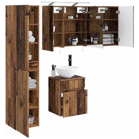 Set di Armadi da Bagno 5 pcs Legno antico 40 x 10,5 x 60,5 cm - Foto 2