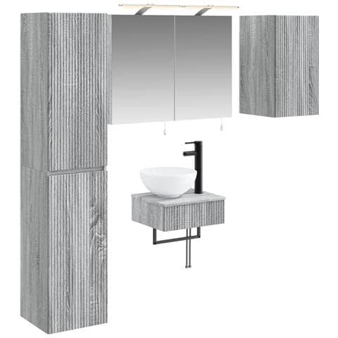 Set di mobili per il bagno 5 pcs Sonoma grigio - Foto 1