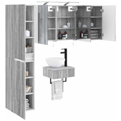 Set di mobili per il bagno 5 pcs Sonoma grigio - Foto 2