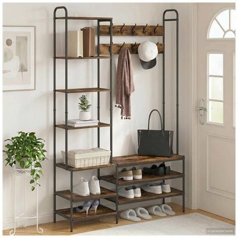 Appendiabiti con panca per scarpe Rovere Fumo - Foto 2