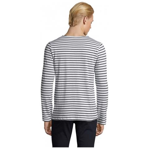 T-shirt Da Uomo A Maniche Lunghe A Righe Di Colore E Taglia Blu Marino L - Foto 1