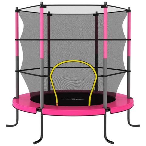 Trampolino con Rete di Sicurezza Rotondo 140x160 cm Rosa - Foto 2