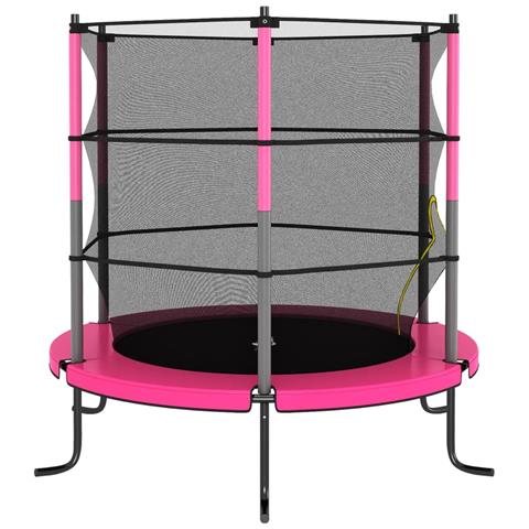 Trampolino con Rete di Sicurezza Rotondo 140x160 cm Rosa - Foto 5